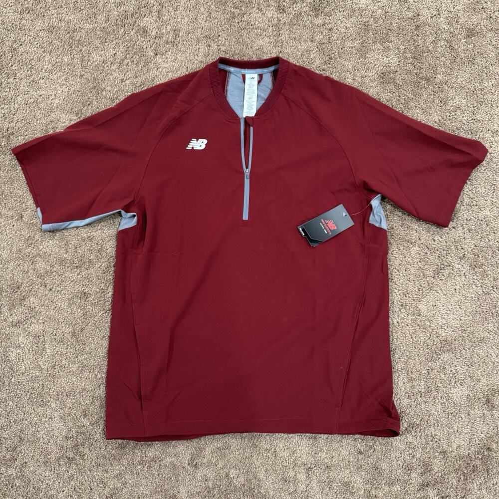 New Balance 3000 Batting Jacket Men's Large Maroon Gray Baseball Pullover MT737
